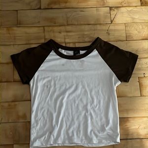 Brown & White Cropped Top